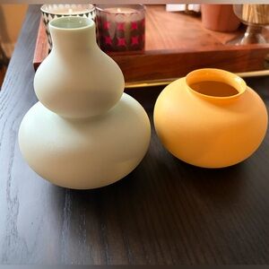 Small- Modern Ceramic Vase Set - Yellow and mint green/blue